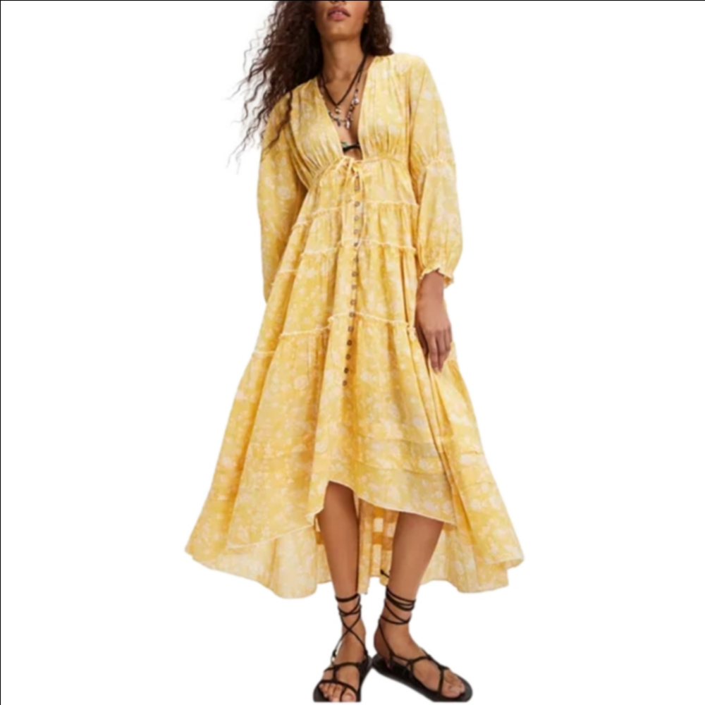 Free People Pappiet Floral Midi Dress size XS NWT Boho Chic